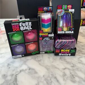 Teenie NeeDoh Fuzz Ball & Nice-Doh Assortment - Green, Pink, Purple, Blue